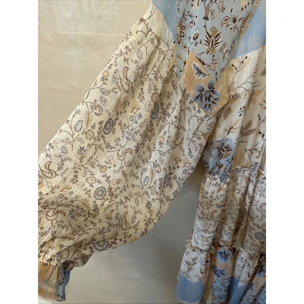 Illa Illa‎ Dress Medium Multi Media Print Cream Blue